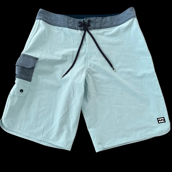 Billabong Mens size 31 Recycler 73 Pro Board Shorts Blue Surfing Swimwear Hybrid - Picture 1 of 4